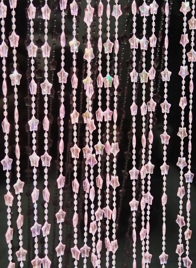 ave split Beaded Curtain Doorways Star Acrylic Hanging Door Beads String Curtains Tassel Room Divider Screen Decor for Doorway Window Living Room Wedding 049Star (Pink Star) - Image 1