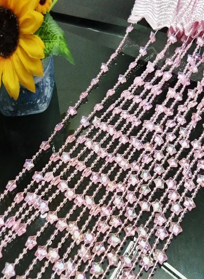 ave split Beaded Curtain Doorways Star Acrylic Hanging Door Beads String Curtains Tassel Room Divider Screen Decor for Doorway Window Living Room Wedding 049Star (Pink Star) - Image 3