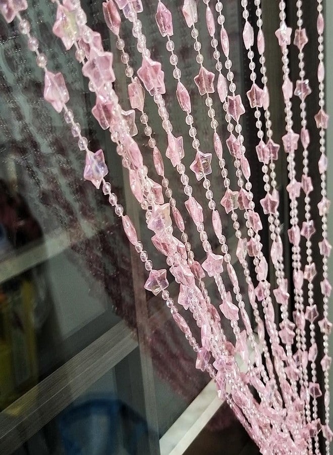 ave split Beaded Curtain Doorways Star Acrylic Hanging Door Beads String Curtains Tassel Room Divider Screen Decor for Doorway Window Living Room Wedding 049Star (Pink Star) - Image 5