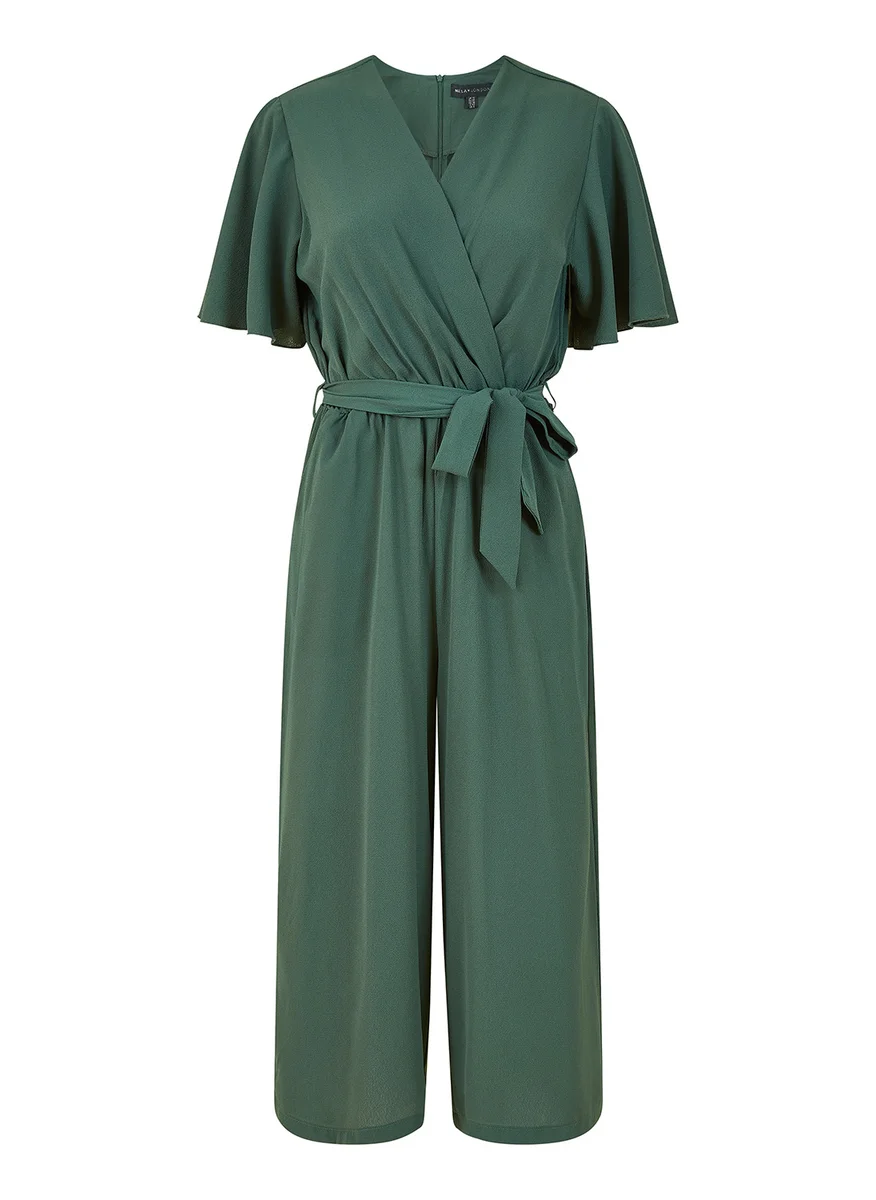ميلا لندن Wrap Over Jumpsuit With Angel Sleeves