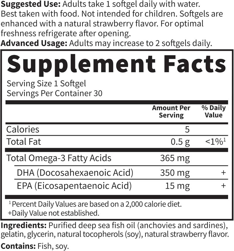 Garden of Life Oceans Mom Prenatal Fish Oil DHA Omega 3 Fish Oil Supplement  Strawberry 350mg Prenatal DHA Pregnancy Fish Oil Support for Mamas Babys Brain  Eye Development 30 Small Softgels - Image 4