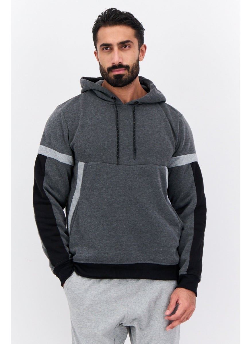 Modern Culture Men Color Block Long Sleeves Hoodie, Grey  - Image 1