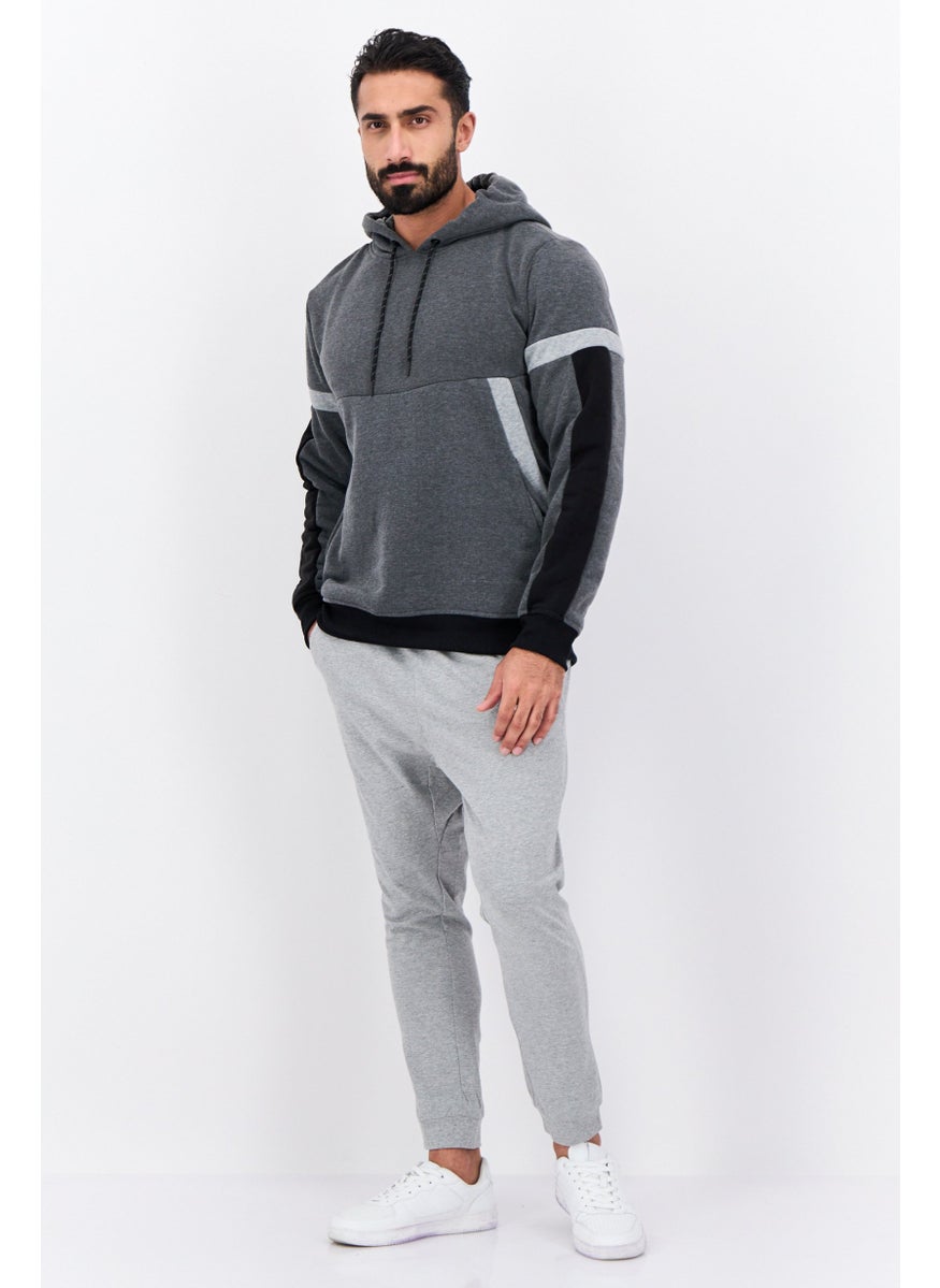 Modern Culture Men Color Block Long Sleeves Hoodie, Grey  - Image 4