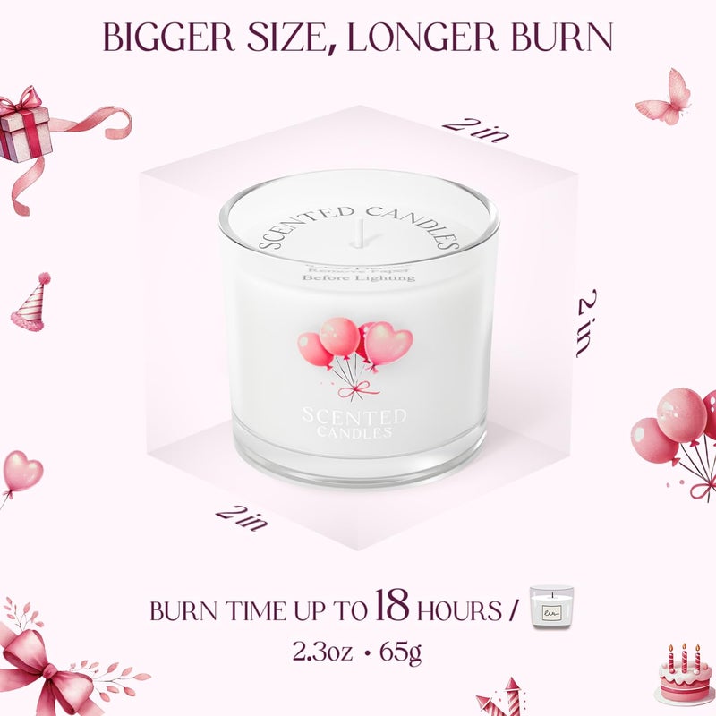 CHILLFLAME Birthday Candles, Scented Candles Gift Set for Stress Relief, 3 Votive Candles for Women and Men, Birthday Candle Gifts for Women (Pink + Purple + White, 7 oz) - Image 3