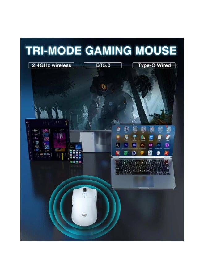 AULA - SC580 Wireless Gaming Mouse, Tri-Mode 2.4G/BT5.0/USB-C Gaming Mouse, 10000 DPI Rechargeable Wireless Mouse with 6 Programmable Buttons, Ergonomic Computer Mouse for Laptop/PC/Mac/Tablet - Image 1