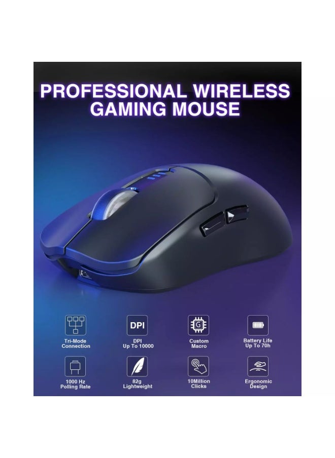 SC580 Wireless Gaming Mouse, Tri-Mode 2.4G/BT5.0/USB-C Gaming Mouse, 10000 DPI Rechargeable Wireless Mouse with 6 Programmable Buttons, Ergonomic Computer Mouse for Laptop/PC/Mac/Tablet
