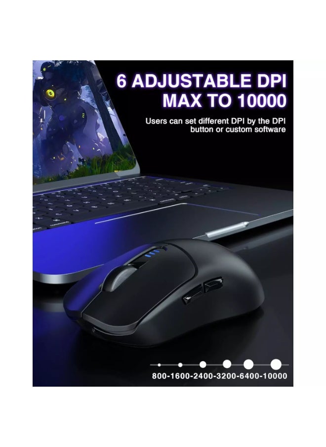 SC580 Wireless Gaming Mouse, Tri-Mode 2.4G/BT5.0/USB-C Gaming Mouse, 10000 DPI Rechargeable Wireless Mouse with 6 Programmable Buttons, Ergonomic Computer Mouse for Laptop/PC/Mac/Tablet