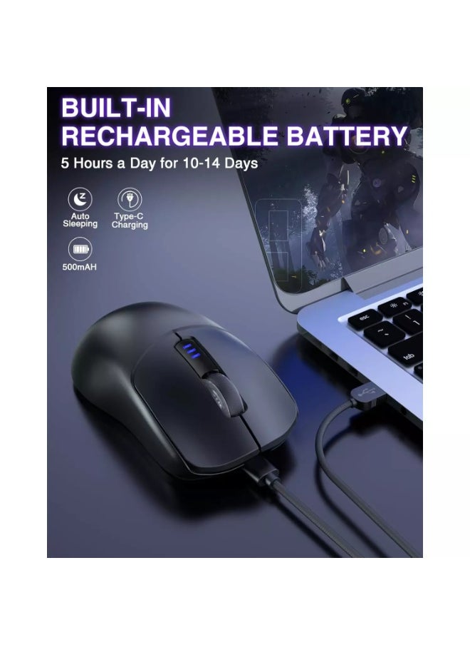 SC580 Wireless Gaming Mouse, Tri-Mode 2.4G/BT5.0/USB-C Gaming Mouse, 10000 DPI Rechargeable Wireless Mouse with 6 Programmable Buttons, Ergonomic Computer Mouse for Laptop/PC/Mac/Tablet