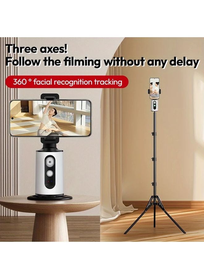 White Smart AI Face Recognition Gimbal 360 Rotating Selfie Tool Anti Shake Tracking - Image 4