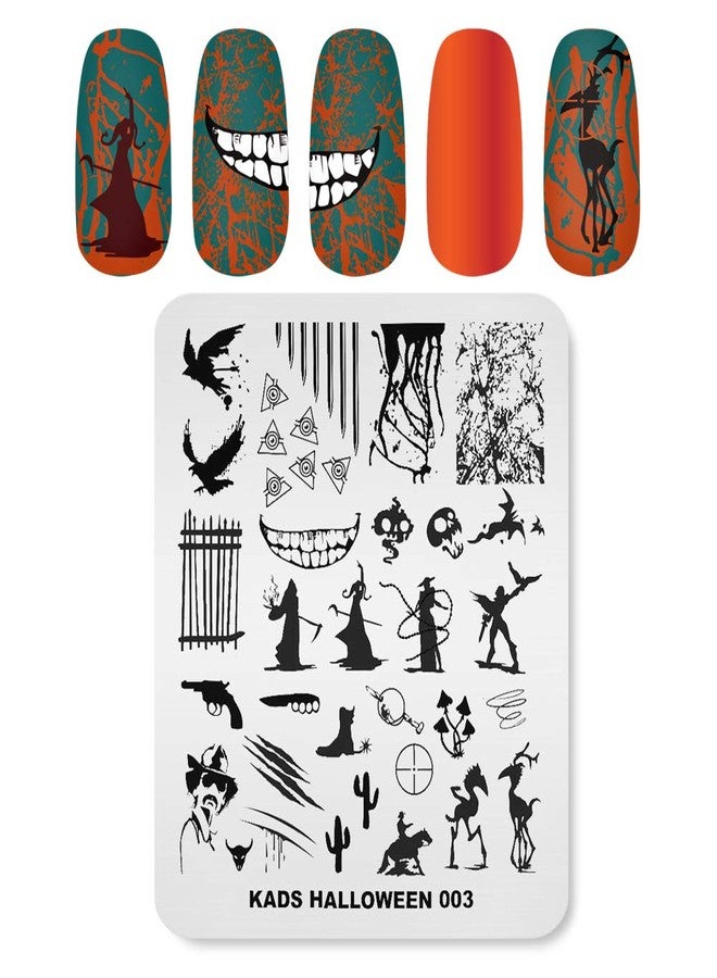 KADS Halloween Nail Plates Nail Stamp Templates Nail Art Stamping Kits with Pumpkin Ghost Skull Bat Image Plates for DIY Decoration (HA003) - Image 3
