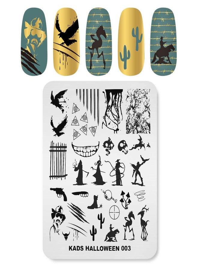 KADS Halloween Nail Plates Nail Stamp Templates Nail Art Stamping Kits with Pumpkin Ghost Skull Bat Image Plates for DIY Decoration (HA003) - Image 2