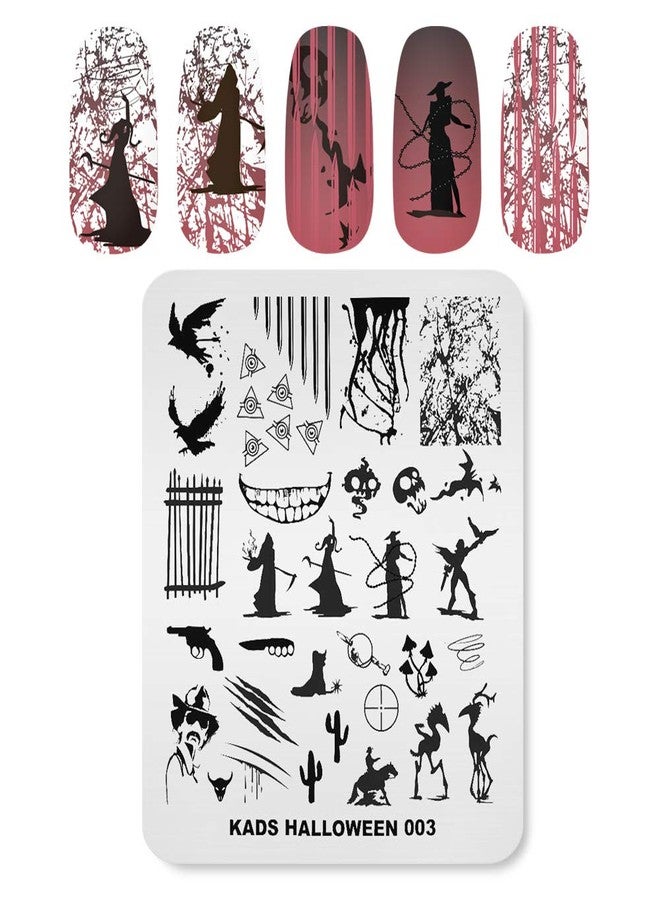 KADS Halloween Nail Plates Nail Stamp Templates Nail Art Stamping Kits with Pumpkin Ghost Skull Bat Image Plates for DIY Decoration (HA003) - Image 1