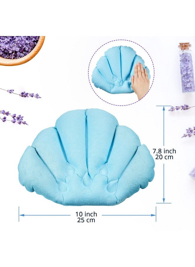 Jetec - 3 Pieces Inflatable Bath Pillow With Suction Cups Terry Cloth Covered Bath Pillow Shell Shape Bathtub Spa Pillow Comfortable Soft Bath Cushion Neck Support For Bathtub Hot Tub (Pink Green White) - Image 1