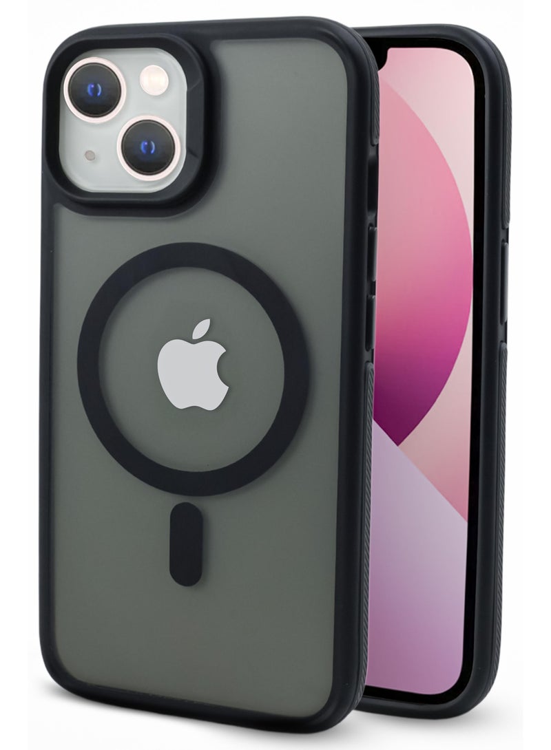 زاديوس - جراب هاتف متوافق مع ايفون 13 - مقاوم للصدمات باللون الأسود غير اللامع مع لمسات سوداء متوافق مع الشواحن اللاسلكية - Image 1