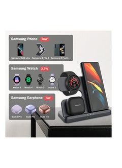 Anmi Wireless Charging Station for Samsung 3 in 1 Wireless Charger for Galaxy Watch 4/3/Active 2/1 Compatible with Samsung S22 Ultra S21 S20 Note20 Z Flip 4/3 Z Fold Galaxy Buds, Black  - Image 3