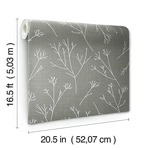 RoomMates RMK11966WP Gray and White Twigs Peel and Stick Wallpaper - Image 3