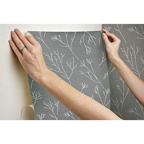 RoomMates RMK11966WP Gray and White Twigs Peel and Stick Wallpaper - Image 5