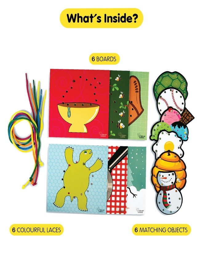 Clever Cubes String Along | Lacing Activity for Girls Boys | Enhances Fine Motor Skills Hand Eye Coordination | Preschool Educational Toy for 3 4 5 6 Years | Creative Big Cutout Shapes - Image 3