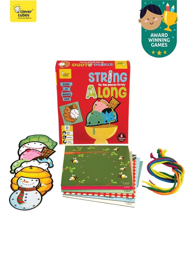 Clever Cubes String Along | Lacing Activity for Girls Boys | Enhances Fine Motor Skills Hand Eye Coordination | Preschool Educational Toy for 3 4 5 6 Years | Creative Big Cutout Shapes - Image 2