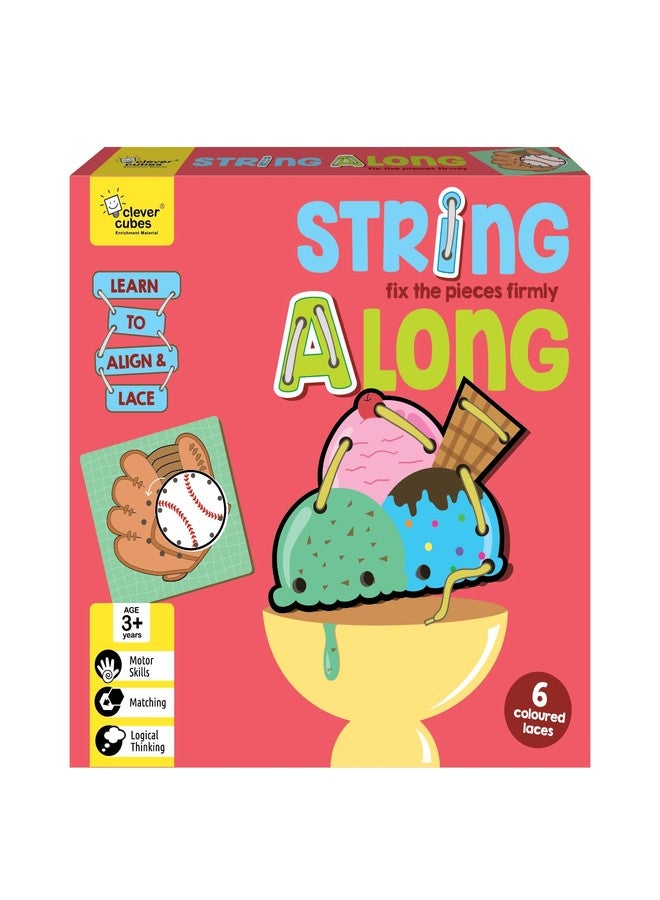 Clever Cubes String Along | Lacing Activity for Girls Boys | Enhances Fine Motor Skills Hand Eye Coordination | Preschool Educational Toy for 3 4 5 6 Years | Creative Big Cutout Shapes - Image 1