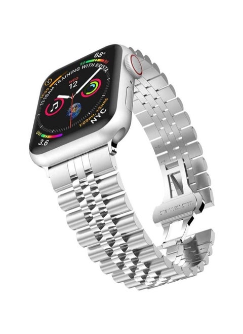 Replacement Band Compatible with Apple Watch 45mm / 44mm / 42mm, Stainless Steel Solid Strap Metal Bracelet for Apple Watch Series 7/6/5/4/3/2/SE