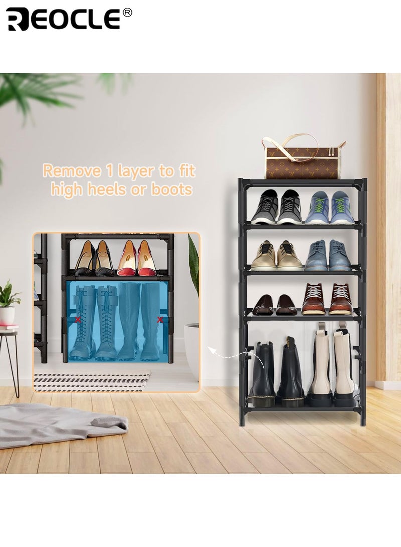 ريوكل رف أحذية موفر للمساحة 7 طبقات سهل التركيب قابل للتكديس والتوسيع منظم تخزين من القماش والمعدن لغرفة المعيشة والسكن الجامعي والشقق والممر - Image 4