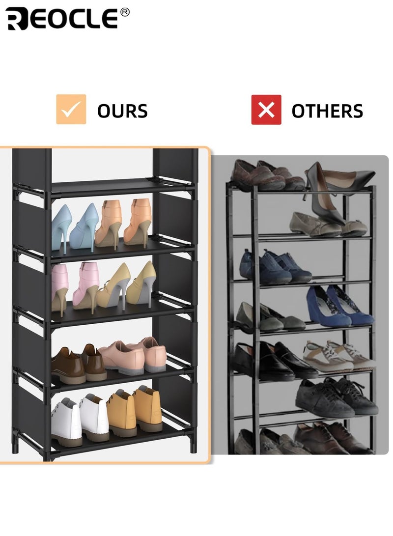 ريوكل رف أحذية موفر للمساحة 7 طبقات سهل التركيب قابل للتكديس والتوسيع منظم تخزين من القماش والمعدن لغرفة المعيشة والسكن الجامعي والشقق والممر - Image 3