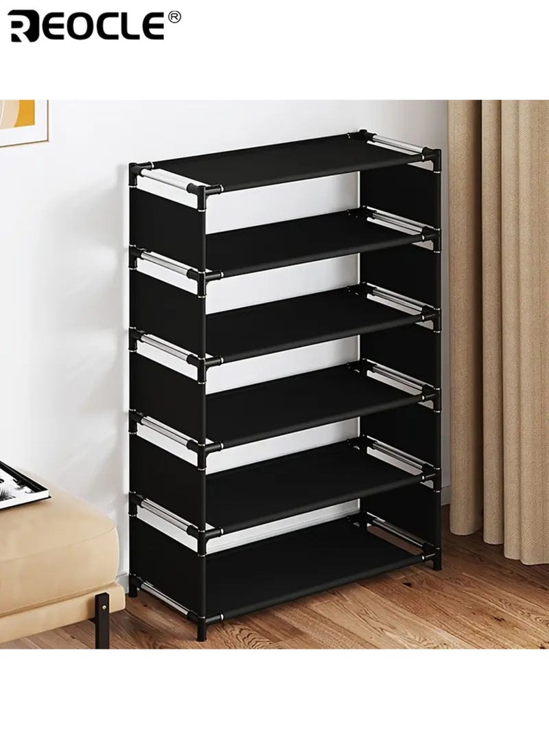 ريوكل رف أحذية موفر للمساحة 7 طبقات سهل التركيب قابل للتكديس والتوسيع منظم تخزين من القماش والمعدن لغرفة المعيشة والسكن الجامعي والشقق والممر - Image 5