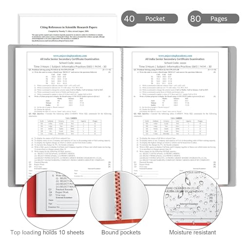 TULMAN 40 Pockets Bound A4 Size Presentation Display Book Portfolio File Binders with Plastic Clear Sleeves Document Organizer for Music Sheets Artwork Drawing for School - (Color May Vary) - 4 Pack - Image 3