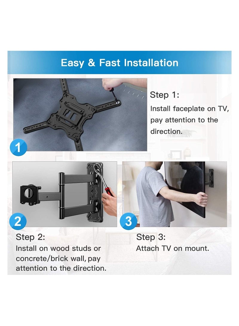 Tv Wall Mount, Swivels Tilts Extends Heavy Duty Tv Mount Bracket For 32 55 Inch Plasma & Curved Tv Up To 40Kg Max Vesa 400X400Mm - Image 2