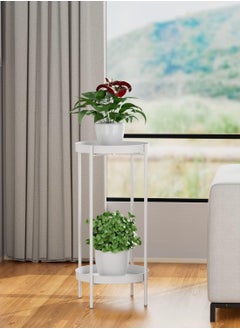Arabest Metal Floor Stand for Flowers and Plants,Iron Cascade Stand for 2 Pots,Light Luxurious White,50x25x25 Cm  - Image 2