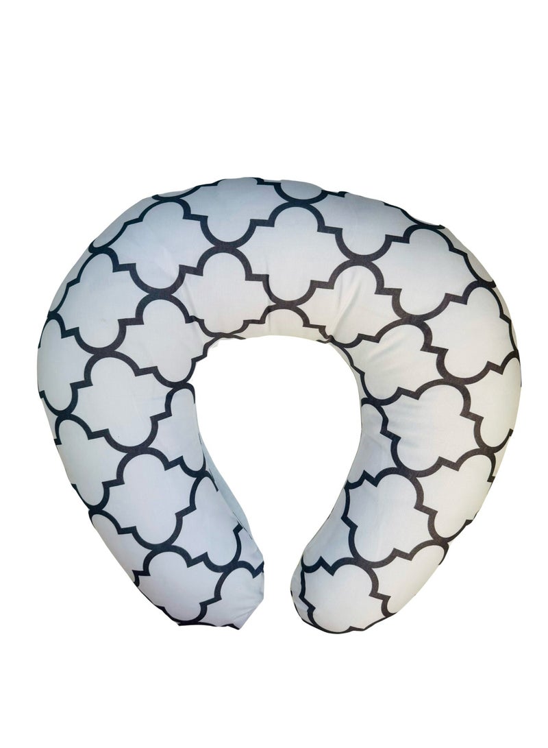 Little Bee Baby Nursing Pillow Breast feeding Nursing Pillow and Positioner for Babies, Feeding Support for Mom & Baby, Tummy Time Pillow, for Breastfeeding & Bottle feeding Nursing Pillow (Black And White Cotton Print) - Image 4