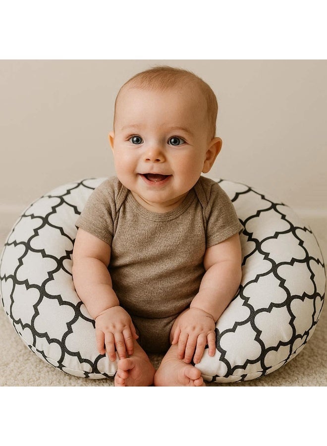 Little Bee Baby Nursing Pillow Breast feeding Nursing Pillow and Positioner for Babies, Feeding Support for Mom & Baby, Tummy Time Pillow, for Breastfeeding & Bottle feeding Nursing Pillow (Black And White Cotton Print) - Image 3