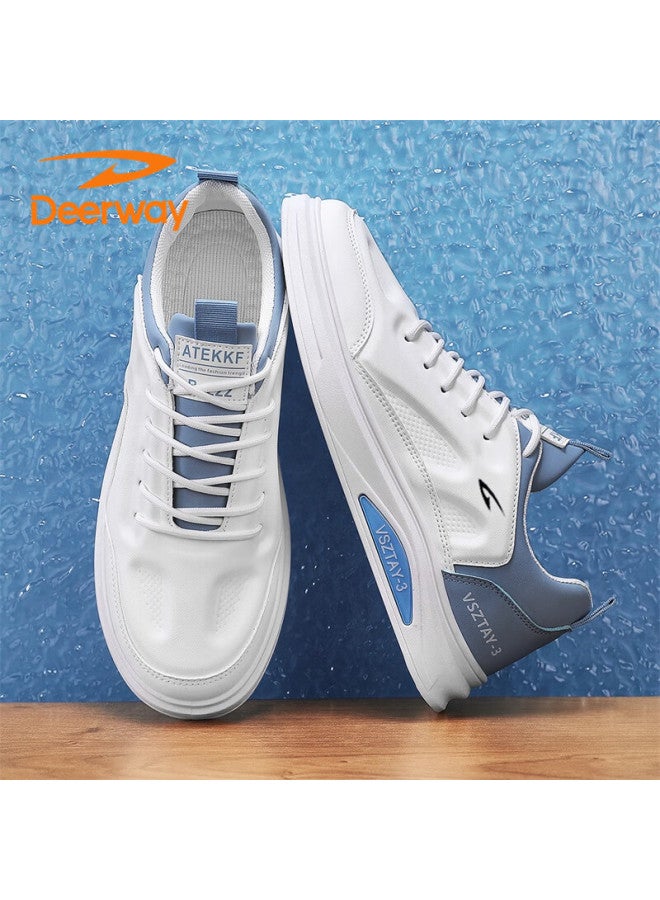 Deerway Men's Casual Sneakers  Autumn Winter Soft Sole Comfortable Sports Shoes White Blue Size 42 - Image 2