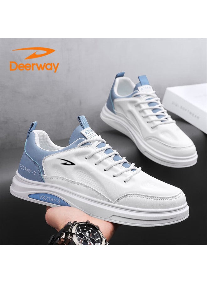 Deerway Men's Casual Sneakers  Autumn Winter Soft Sole Comfortable Sports Shoes White Blue Size 42 - Image 3