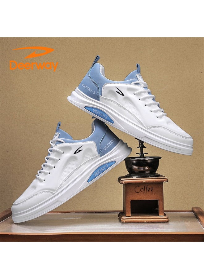 Deerway Men's Casual Sneakers  Autumn Winter Soft Sole Comfortable Sports Shoes White Blue Size 42 - Image 5