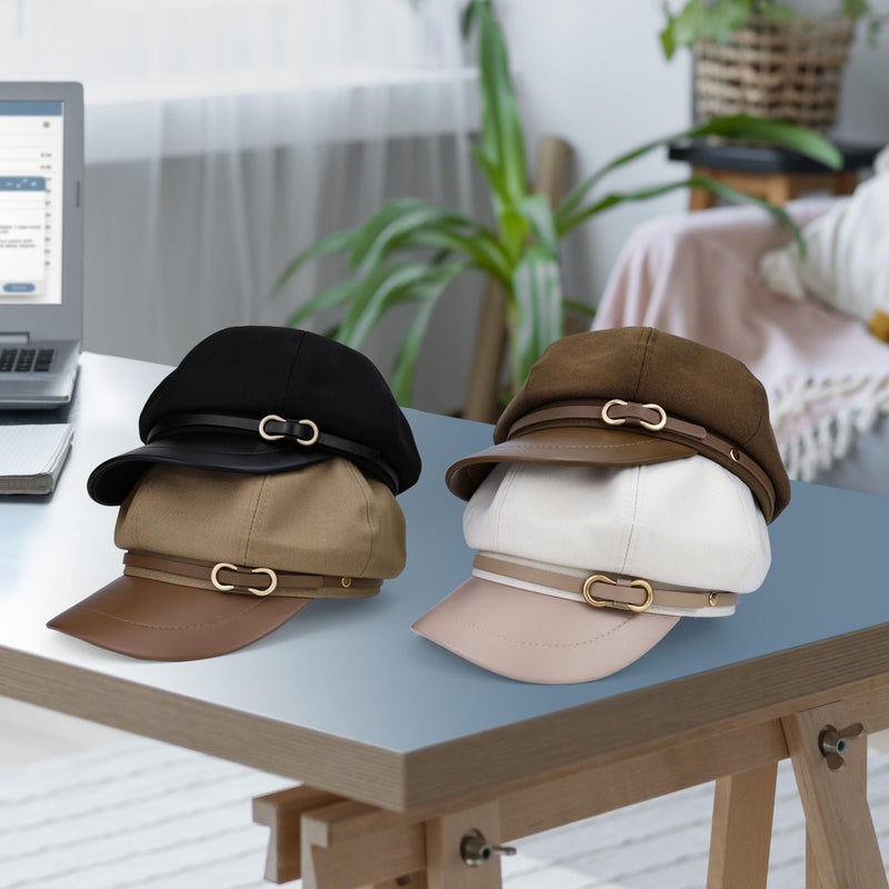 Busnos Newsboy Hats for Women and Men Beret Women's Hats & Caps Fall and Winter Womens Hat Dark Brown Ladies y2k Hat Women's Octagonal Newsboy Cap for Men Ladies Dark Brown Caps Fashion - Image 3