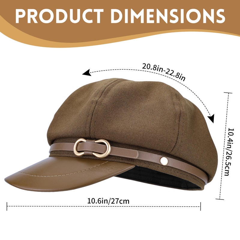 Busnos Newsboy Hats for Women and Men Beret Women's Hats & Caps Fall and Winter Womens Hat Dark Brown Ladies y2k Hat Women's Octagonal Newsboy Cap for Men Ladies Dark Brown Caps Fashion - Image 2