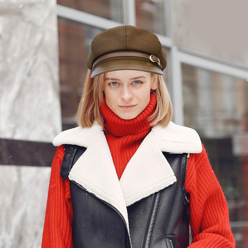 Busnos Newsboy Hats for Women and Men Beret Women's Hats & Caps Fall and Winter Womens Hat Dark Brown Ladies y2k Hat Women's Octagonal Newsboy Cap for Men Ladies Dark Brown Caps Fashion - Image 5