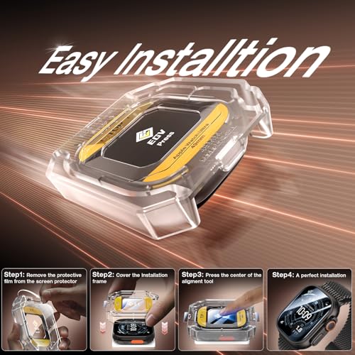 EGV 3 Pack for Apple Watch Ultra 3/Ultra 2/Ultra Screen Protector 49mm [Upgrade][Military Grade Protection] Top 9H+ HD Tempered Glass for iWatch Ultra 49mm with Auto-alignment Installation Frame, Anti Scratch - Image 5