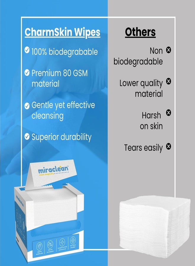 Miraclean Dry Face Towels XL 10" x 12" - 50 Pack Ultra Soft Disposable Cloths Thick And Durable Face Towelettes For Clean Skin Routine - Image 5