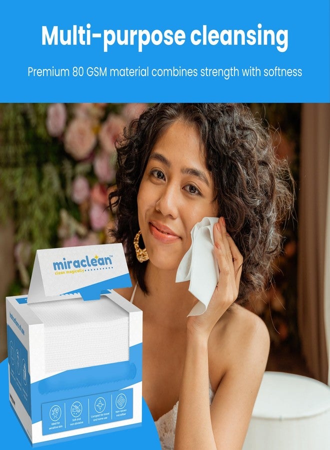 Miraclean Dry Face Towels XL 10" x 12" - 50 Pack Ultra Soft Disposable Cloths Thick And Durable Face Towelettes For Clean Skin Routine - Image 3