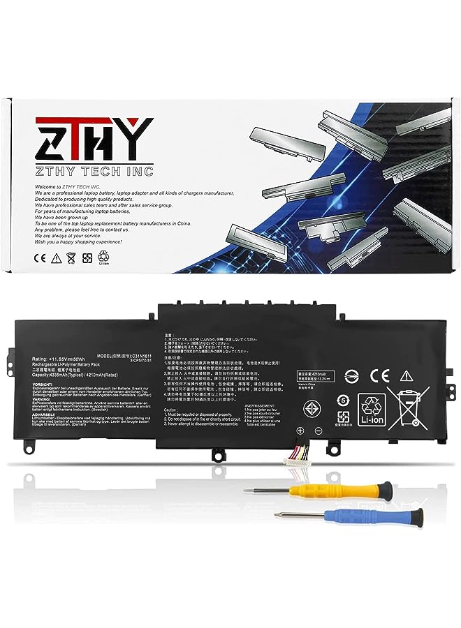 ZTHY 50Wh C31N1811 Laptop Battery Replacement For Asus Zenbook 14 Ux433F Ux433Fa Ux433Fn Rx433Fa Rx433Fn Bx433Fn U4300F U4300Fa U4300Fn Deluxe13 14 Ux433Fa-Dh74 Ux433Fa-A6061T A5085T A6076T A6145T - Image 1