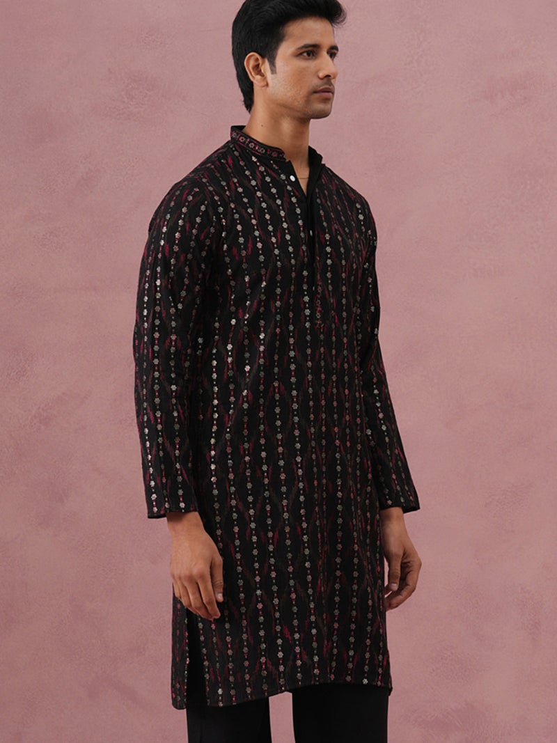 NOZ2TOZ Silk Blend Embroidered Kurta for Men - Image 2