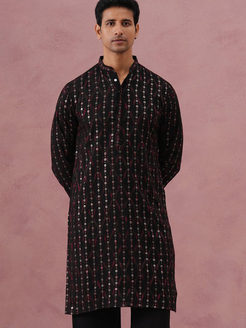 NOZ2TOZ Silk Blend Embroidered Kurta for Men - Image 5