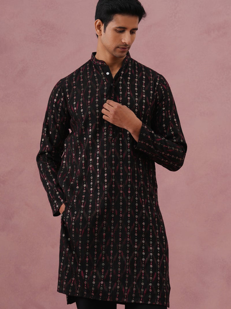 NOZ2TOZ Silk Blend Embroidered Kurta for Men - Image 1