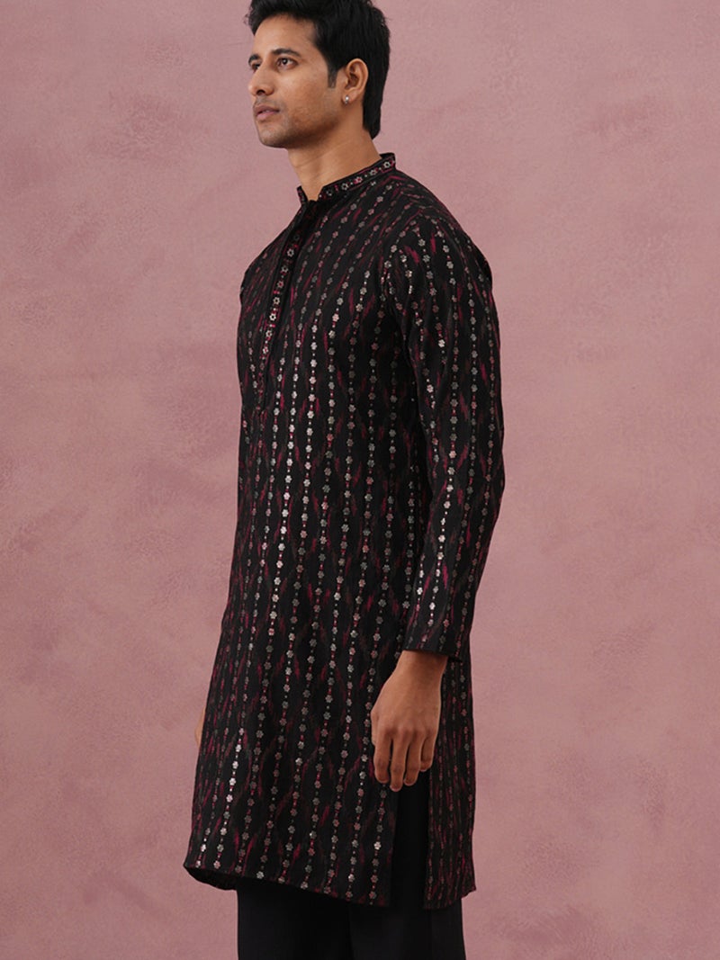 NOZ2TOZ Silk Blend Embroidered Kurta for Men - Image 4
