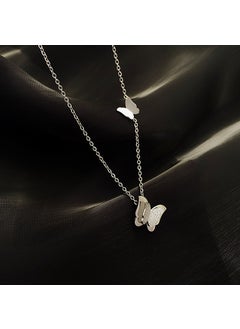Titanium Steel Butterfly Pendant Necklace Non-fading Short Clavicle Chain Simple Korean Fashion Design Simple Necklace silver titanium steel butterfly necklace