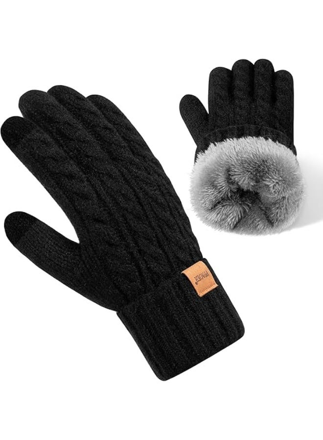 عربست قفازات الشتاء للنساء ، قفازات النساء الطقس البارد الحراري الدافئ الصوف الملفوفة ، قفازات شاشة اللمس لهدايا عيد الميلاد - Image 1