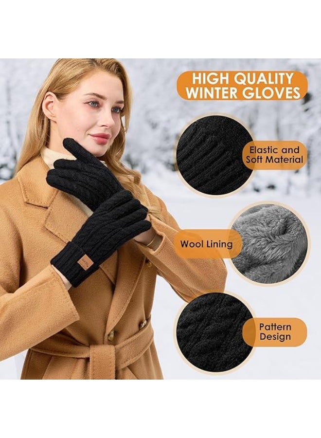 عربست قفازات الشتاء للنساء ، قفازات النساء الطقس البارد الحراري الدافئ الصوف الملفوفة ، قفازات شاشة اللمس لهدايا عيد الميلاد - Image 3